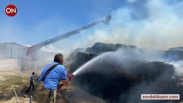 380 ton saman balyası küle döndü