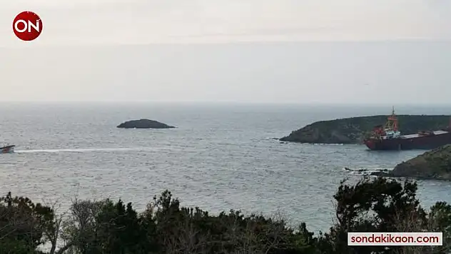 Bozcaada'da bir gemi karaya oturdu