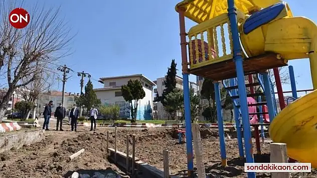 Çan'da yeşil alan çalışmaları sürüyor
