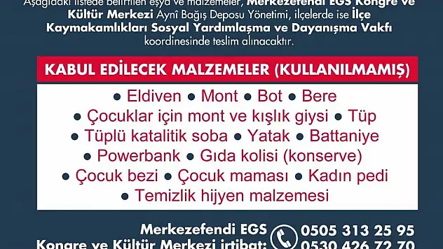 Denizli Valiliği deprem bölgesi için çağrıda bulundu