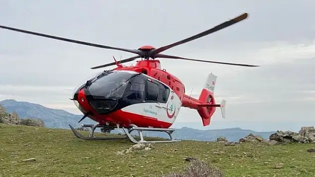 İzmir'de dağlık alanda yaralanan kadının imdadına hava ambulansı yetişti