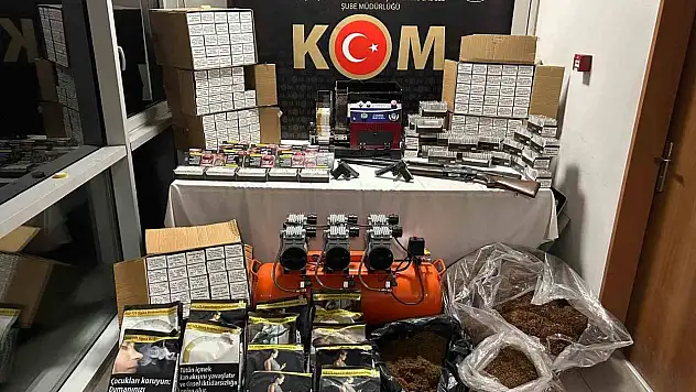 Kütahya'da kaçak tütün ve makaron operasyonu