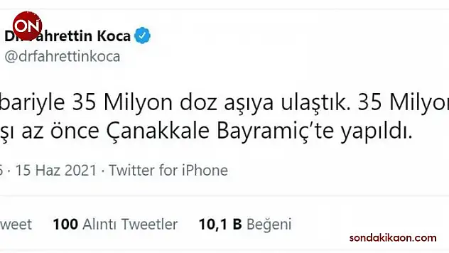 Türkiye'deki 35 milyonuncu Covid-19 aşısı Çanakkale'de yapıldı
