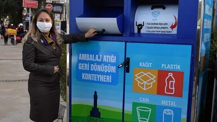 Ambalaj atıkları için geri dönüşüm konteynerleri yerleştiriliyor