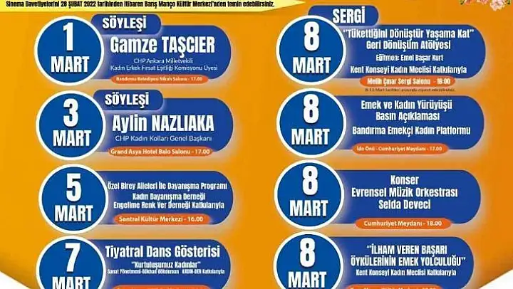 Bandırma Belediyesinde çalışan bayan personele 'Kadınlar günü' izini