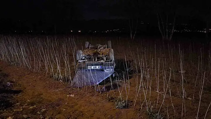Bursa'da otomobil tarlaya uçtu: 1 yaralı