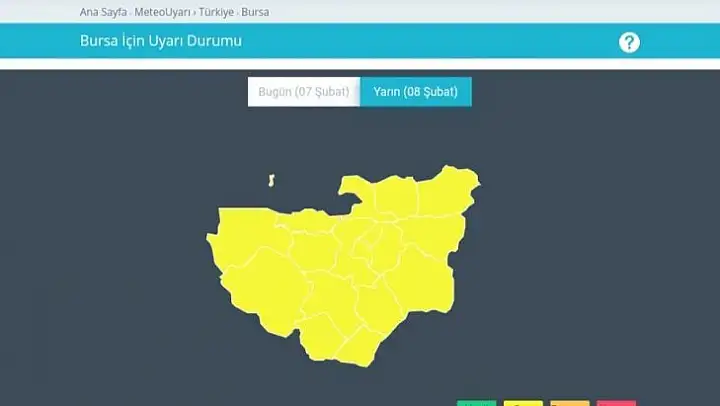 Bursa için sarı uyarı