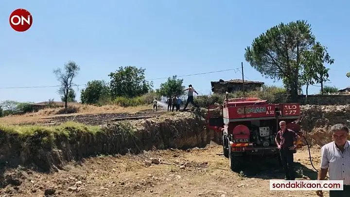 Çan'daki anız yangını evlere ulaşmadan söndürüldü