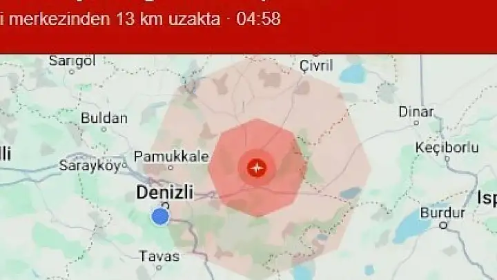 Denizli'de 3.9 şiddetinde deprem meydana geldi