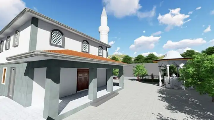 Depremde hasar gören ve sonrasında yıkılan cami yeniden yapılıyor