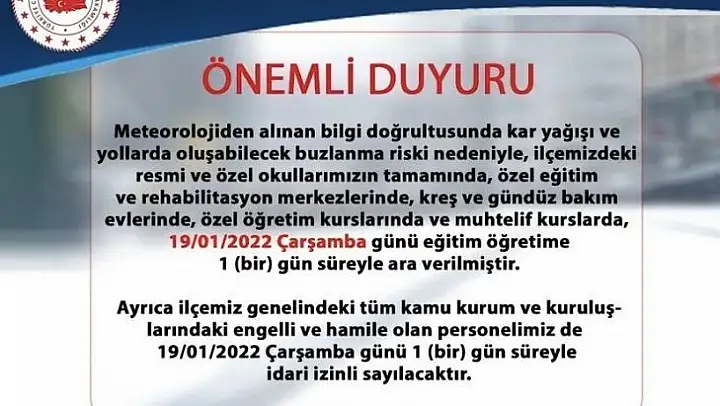 İnegöl'de eğitime kar engeli