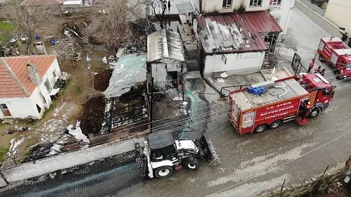 Mazot deposu alevlere teslim olmuştu, havadan görüntülendi