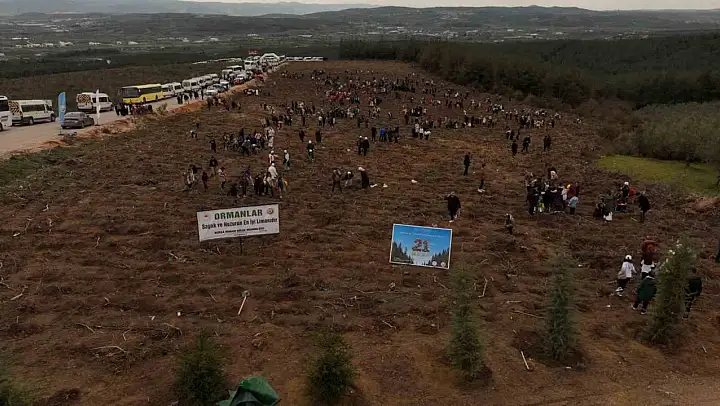 Minik elleriyle fidanları toprakla buluşturdular
