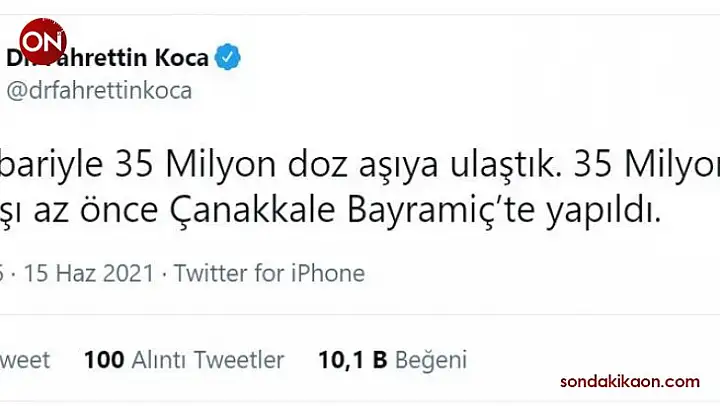 Türkiye'deki 35 milyonuncu Covid-19 aşısı Çanakkale'de yapıldı