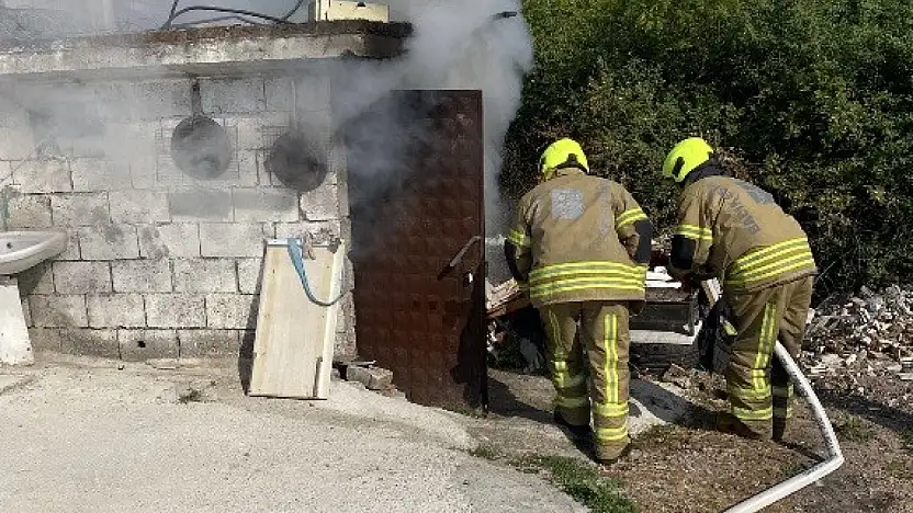 Gönen'de mermer atölyesinde çıkan yangın kısa sürede söndürüldü