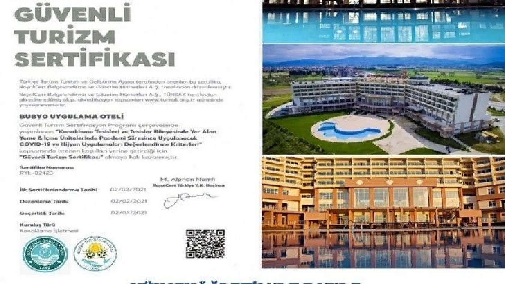 Burhaniye'de BUBYO Uygulama Oteli güvenilir turizmin adresi oldu