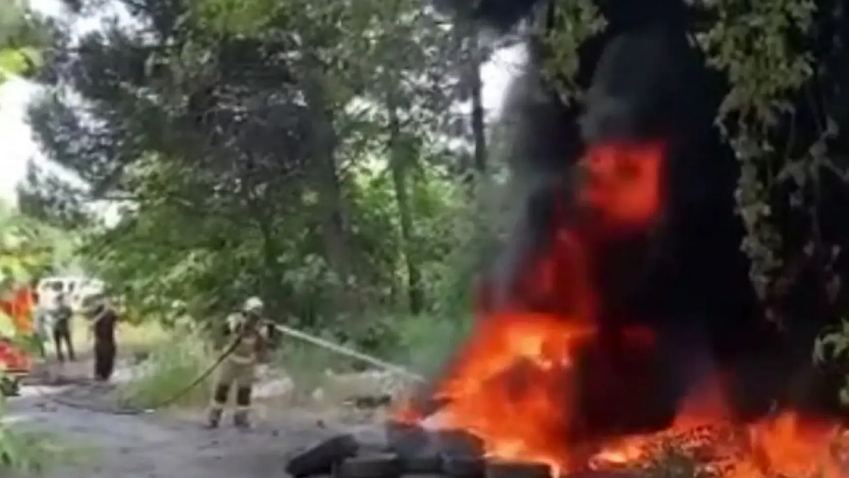 Bursa'da hurda demir için ormanı yakıyorlardı