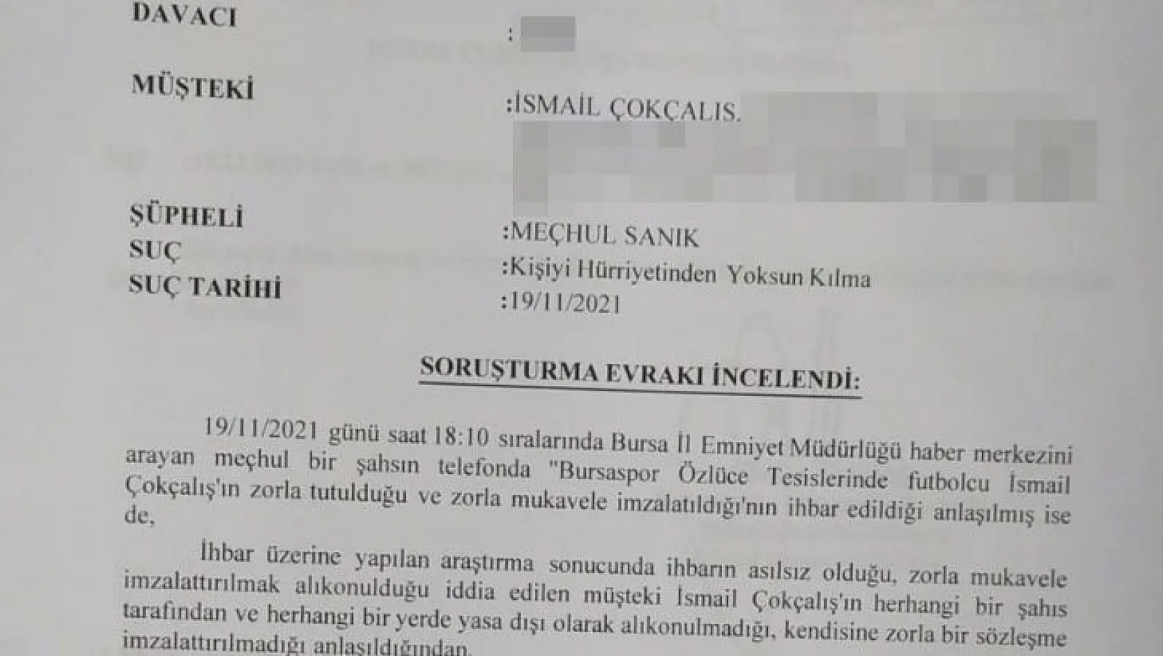 Bursaspor Kulübü'nden yeni İsmail Çokçalış açıklaması