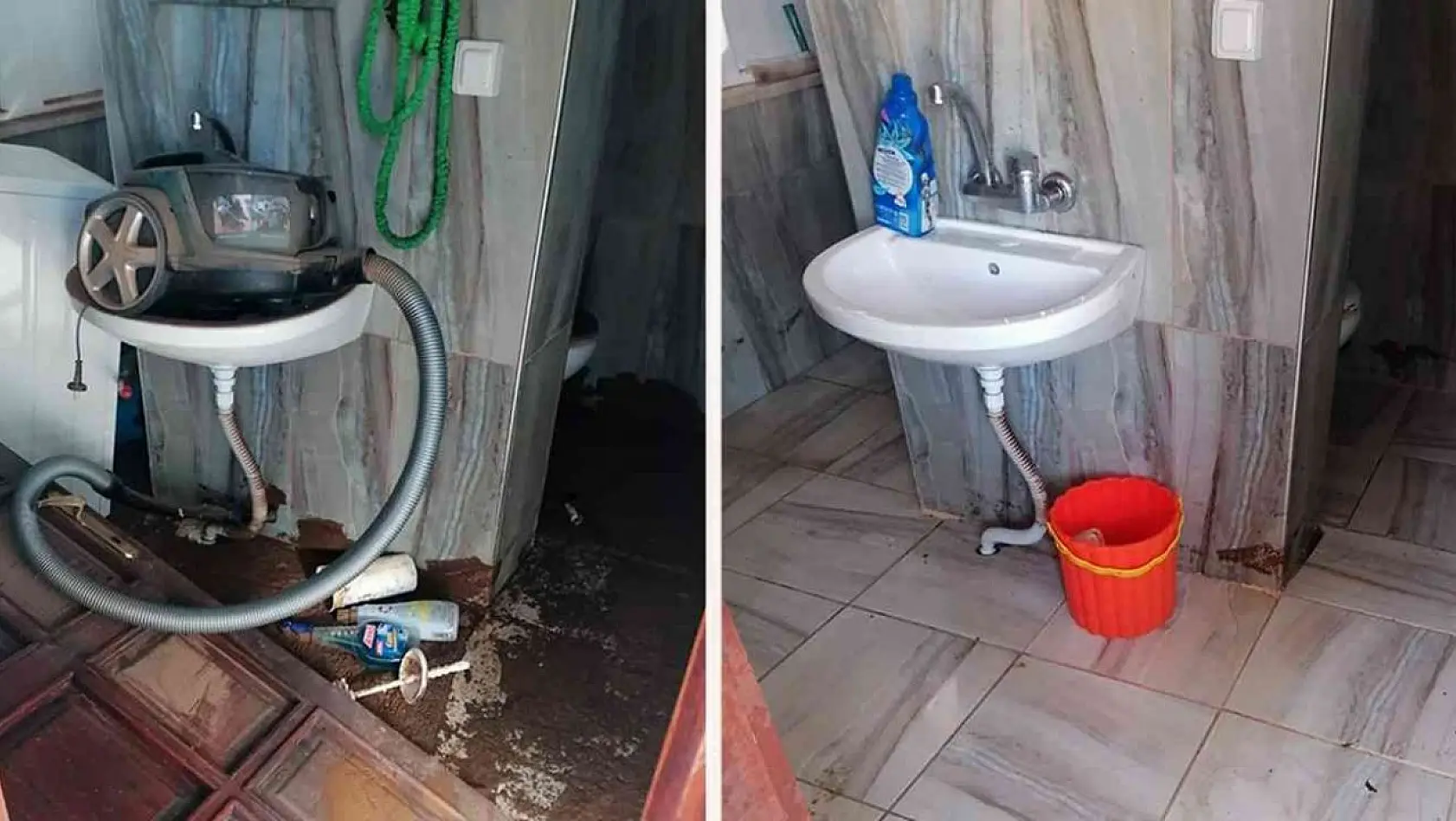 Büyükşehir ekipleri su basan evlerde temizlik yaptı