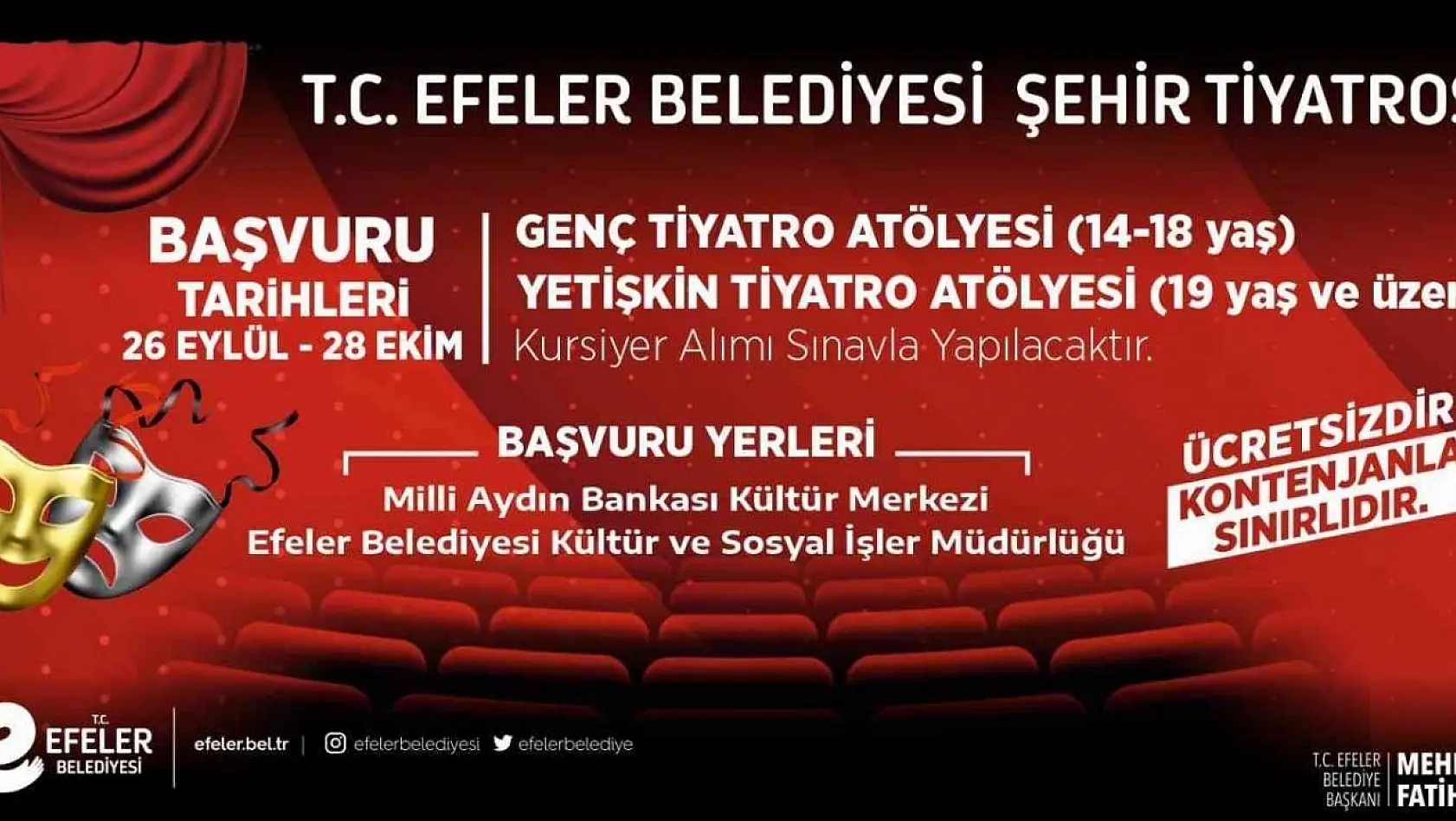 Efeler Belediyesi'nin Tiyatro Atölyelerine yeni dönem başvuruları başladı
