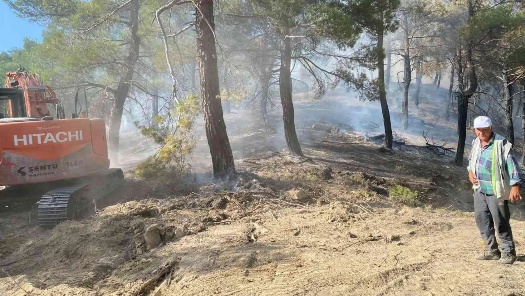 Gediz'de orman yangını 4 dönümlük ormanlık alan yandı