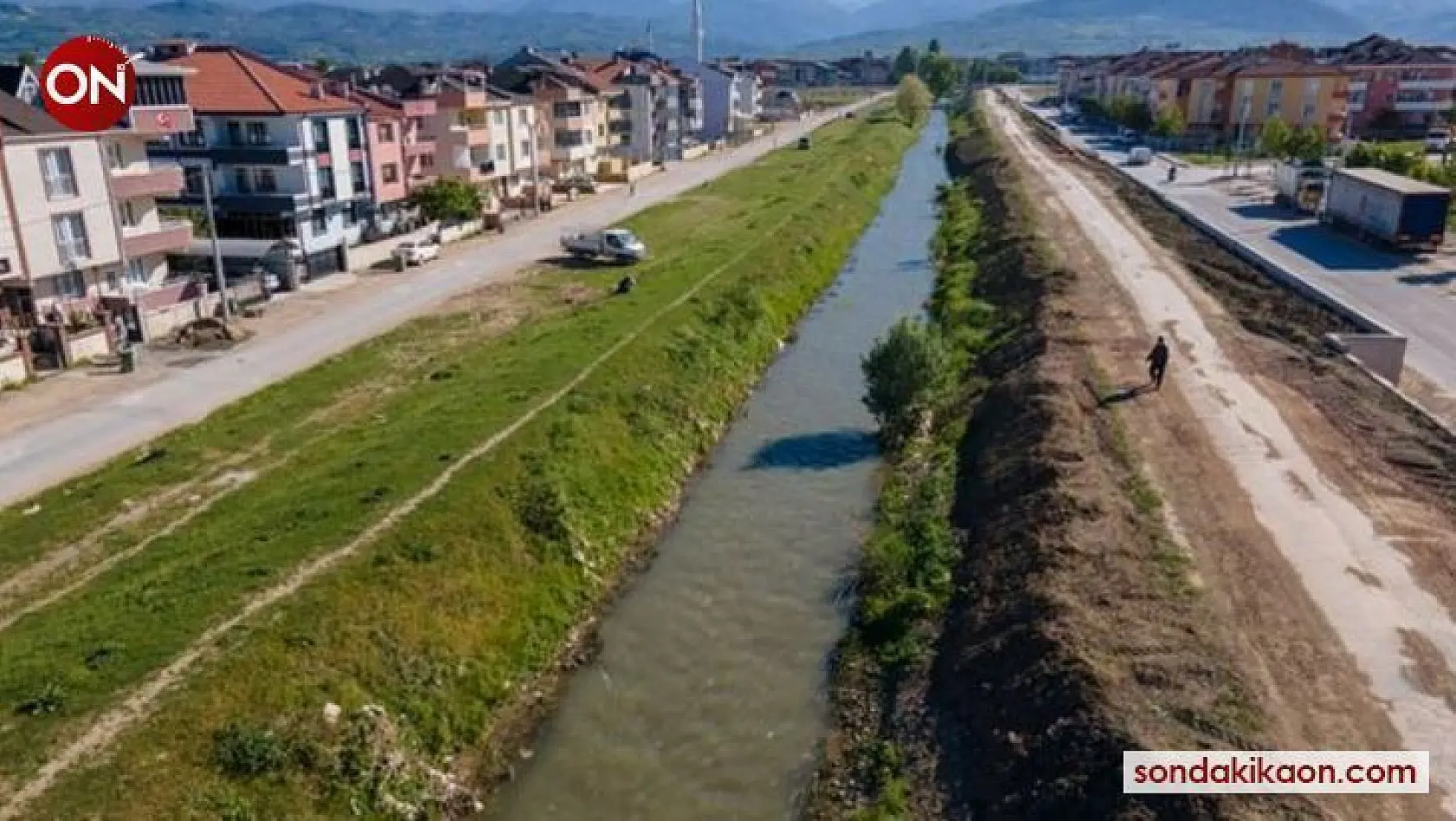 Kanal İnegöl'de istinat duvarı çalışmaları tamamlandı